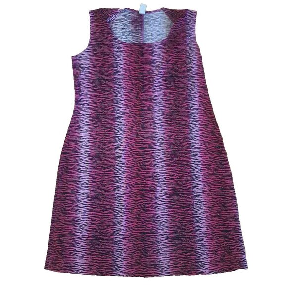 Vintage Animal Print Dress Sparkly Sheath Pink Black Stretch 1990s Bodycon 1X - Picture 1 of 5